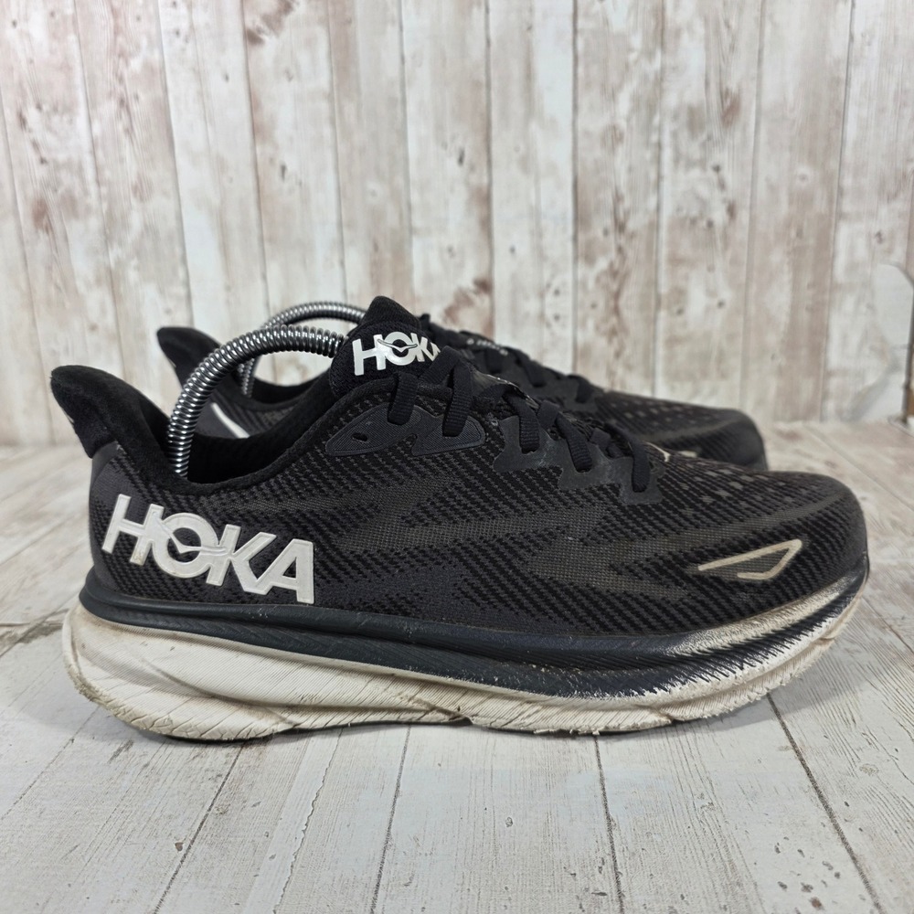 Hoka Clifton 9 Black White Running Shoes 1127895 Womens 10 Mens 8.5 D
